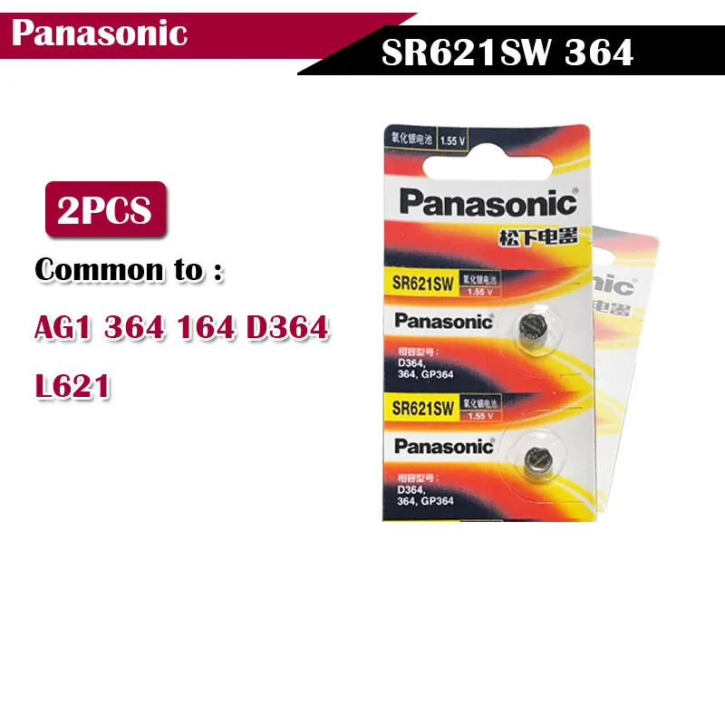 Оригинальный аккумулятор для часов Panasonic 1 55 в SR621SW AG1 364 164 D364 L621 2 шт./лот оксид