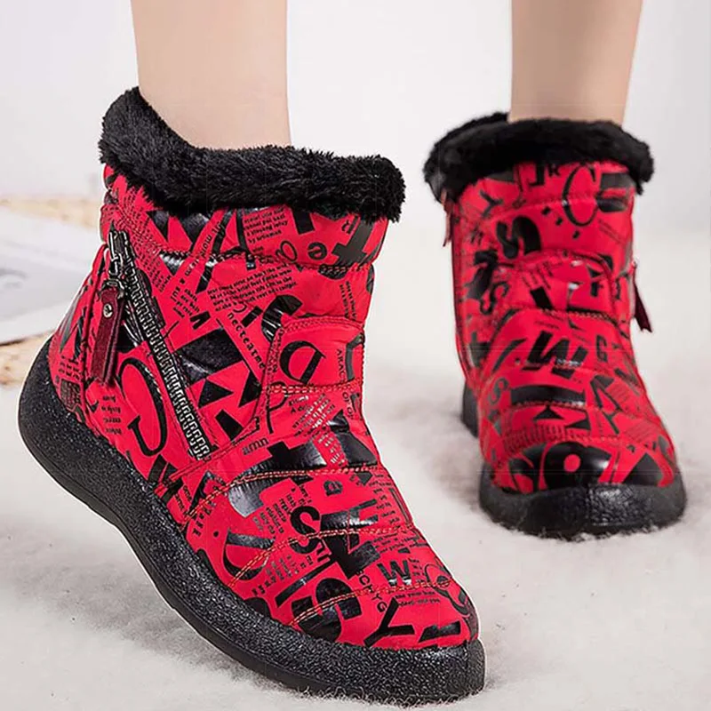 2020 Hot New Winter Shoes Women Flat Heel Boot Plush Fur Fashion Knitting Keep Warm Women's Boots Woman Ankle Botas