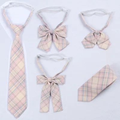 Fashion 5pcs Orthodox Jk Lattice Bowtie High School Uniform Collar Butterfly Japanese Girls Students Preppy Chic Adjustable