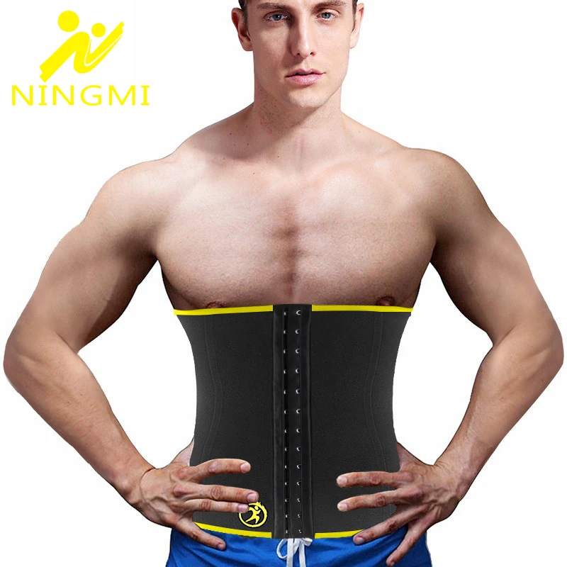 

NINGMI Abdominal Belt Mens Body Shaper Slim Waist Trainer Neoprene Sauna Shapewear Slimming Waist Cincher Corset Fajas Sport Top