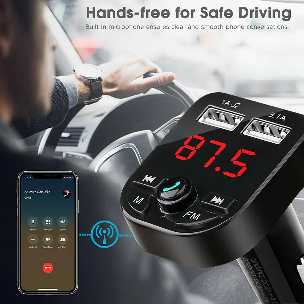 FM передатчик Bluetooth автомобильный комплект MP3-плеер светодиодный двойной USB 4.1A автомобильное зарядное устройство дисплей напряжения Micro SD TF воспроизведение музыки