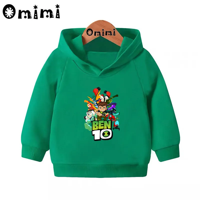 Толстовки с героями мультфильмов «Omnitrix Ben 10»; детские толстовки с капюшоном; крутой пуловер для малышей; топы для девочек и мальчиков; осенняя одежда; KMT5328 - Цвет: Green-5328A