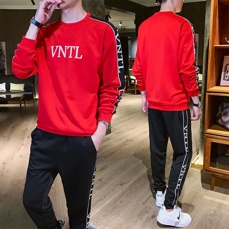 

Men Sports Leisure Suit 2019 New Style Autumn Pullover Hoody Trend Korean-style Versatile Youth MEN'S Suits