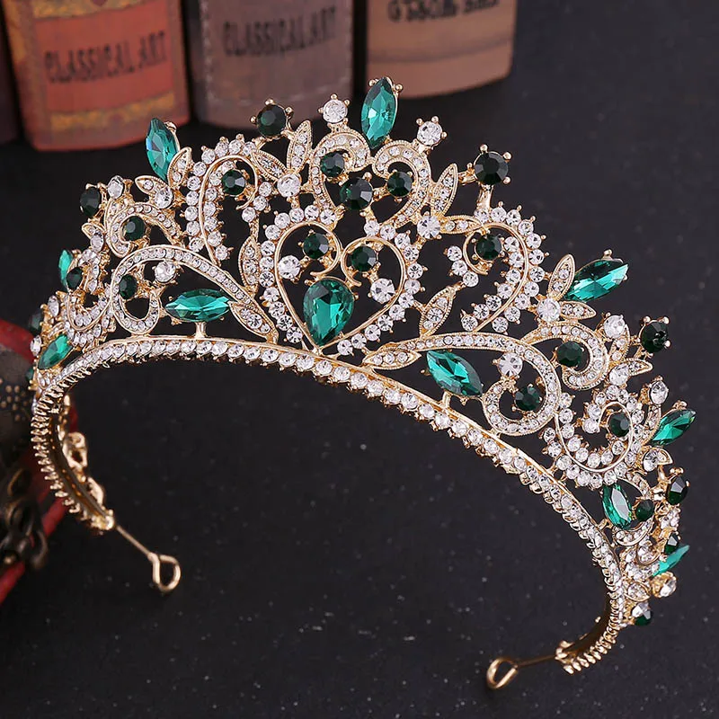 Retro Baroque Tiaras Crown Headpiece Rose Gold/Silver Color Crystal Diadem Princess Bride Noiva Wedding Hair Accessories Jewelry