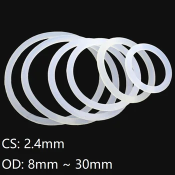 

Free Shipping White Silicone O Ring Gasket Thickness CS 2.4mm OD 8 ~ 30mm Food Grade Waterproof Washer Rubber Insulate 10pcs