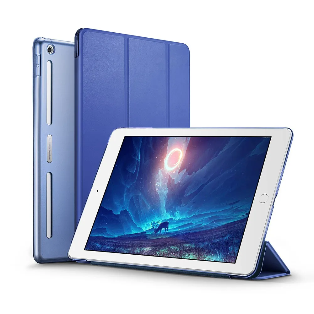 Чехол для iPad 9,7, ESR из искусственной кожи передняя крышка+ Мягкий ТПУ бампер край+ PC задняя Авто спящий умный чехол для нового iPad выпуска - Цвет: Navy Blue
