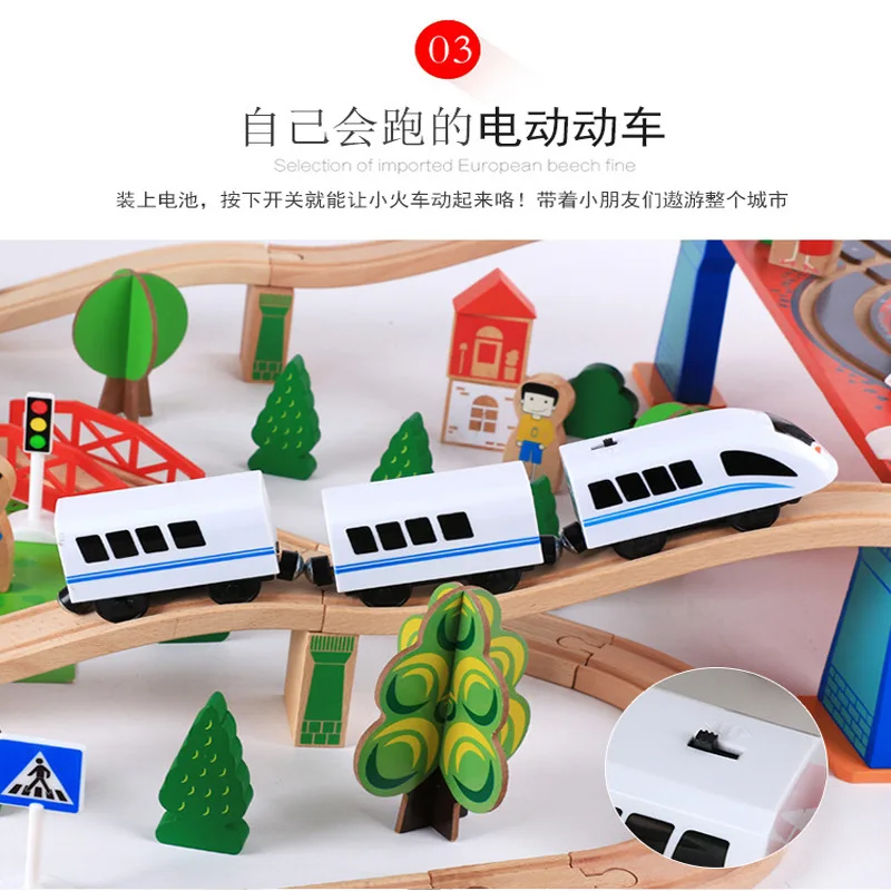 

Children'S Educational Wood Electric Train Camera Track Toy 88-Piece Work Site Electric Thomas Universal Camera Track 3-6-Year-O