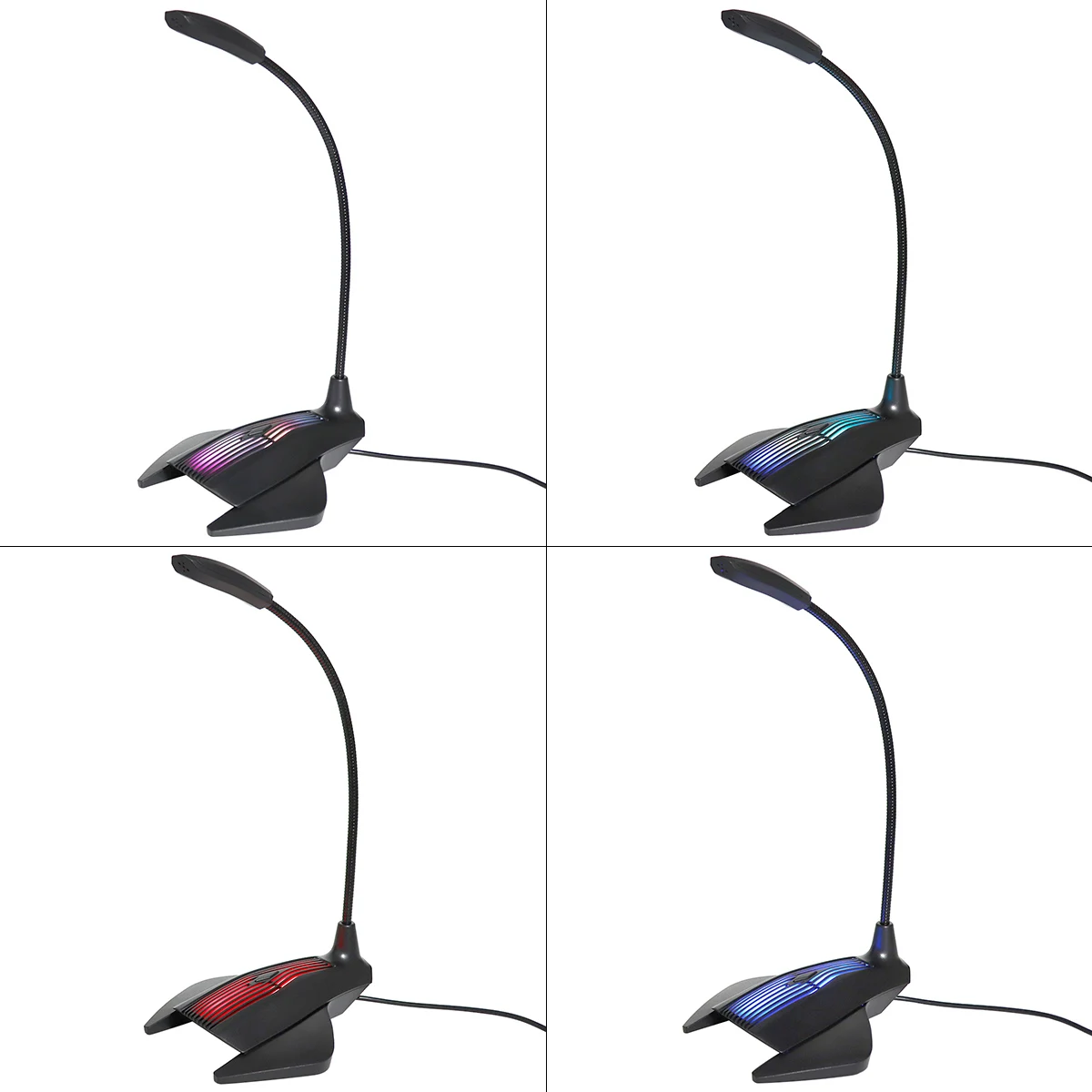Настольный микрофон USB HD с шумоподавлением, компьютерный игровой микрофон с семью цветными огнями