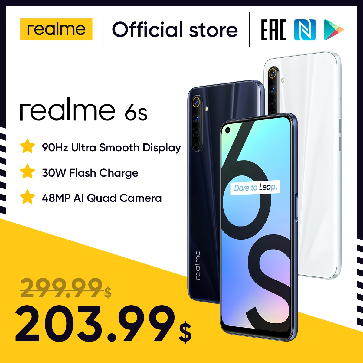  Realme 6s смартфон 90 Гц 6,5 дюймов FHD + дисплей телефон 6 ГБ 128 Гб мобильный телефон 48MP Qual камеры Android 4300mAh 30W changer 