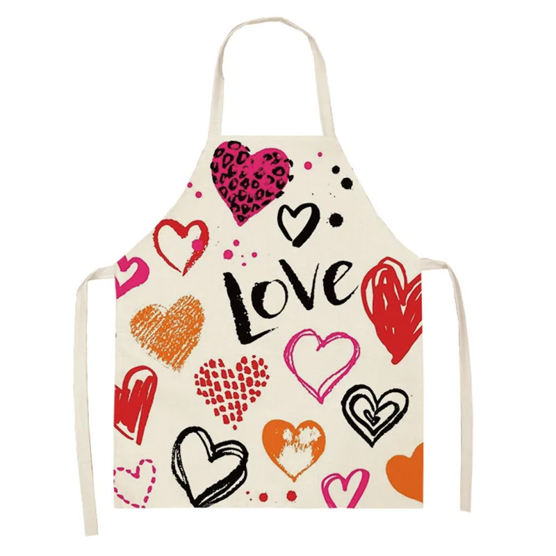 Кухонные фартуки Love Heart для женщин нагрудники из хлопка и льна домашний моющий