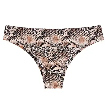 

2020 Women Ice Silk Cooling Panties Leopard Snakeskin Printed Low Rise Seamless Briefs Ultra-Thin Cotton Underwear Thongs