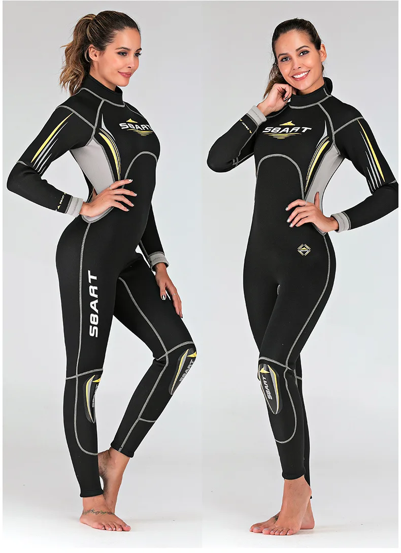 3MM Neoprene Wetsuit for Men and Women One-piece Thickened Warm Back Zipper Snorkeling Deep Diving Winter Swimsuit with Swimsuit