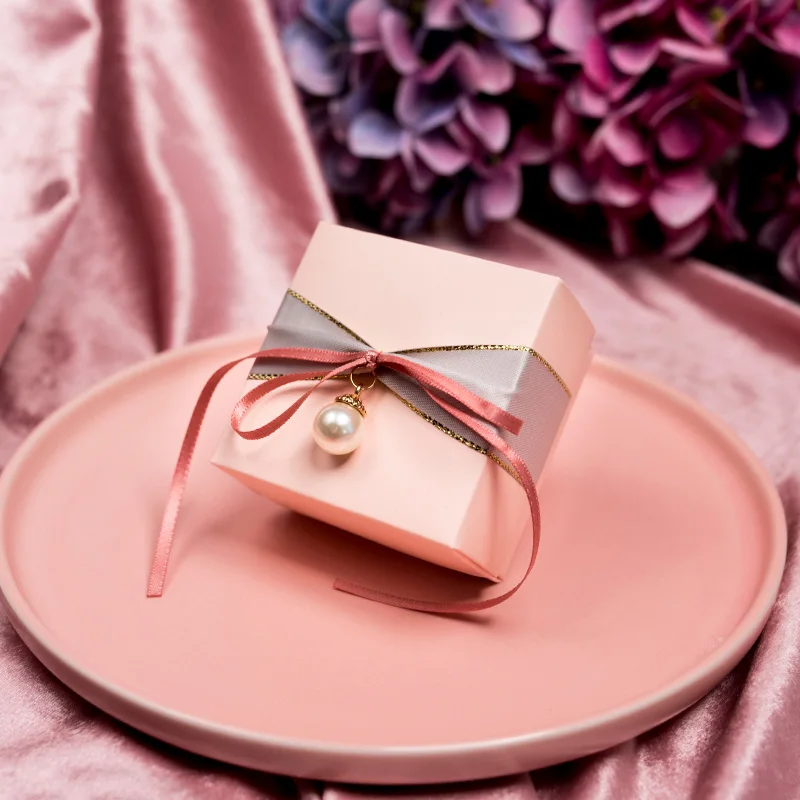 20pcs/lot Wedding candy box pink/blue Light luxury gift boxes baby shower Birthday paper packaging gift box party favors - Цвет: Pink  no candy