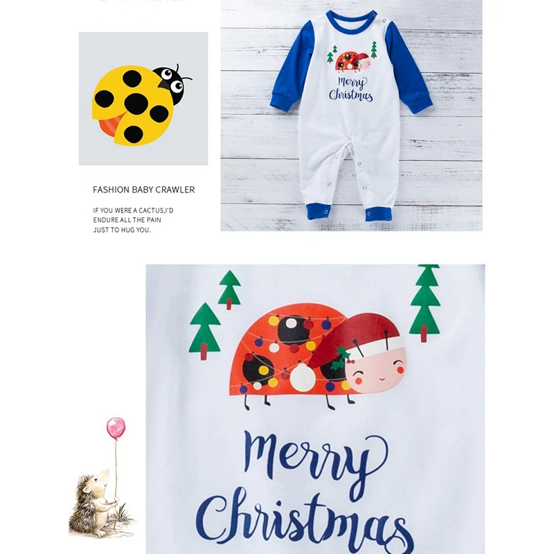 Детские хлопковые Костюмы Merry Christmas с длинными рукавами с персонажами из мультфильмов детская одежда с рисунком; детский комбинезон для детей