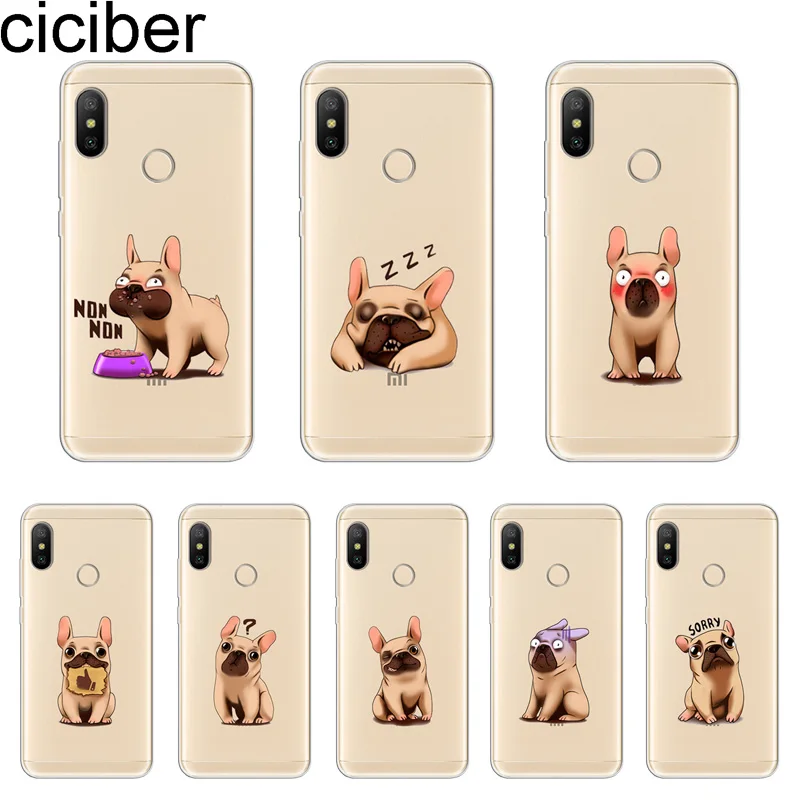 ciciber Cover For Xiaomi Redmi 6 5 4 3 A X S Plus Pro S2 Phone Cases Note 7 Soft TPU French Bulldog |