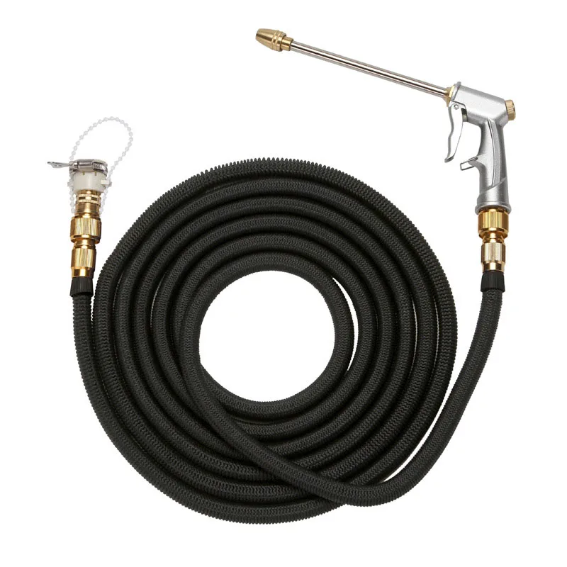 Direct Sales 16FT-100FT Telescopic Hose magic Hose Plastic flexible Car WashHose Metal Spray Gun Outdoor Watering The Lawn - Цвет: Black hose set
