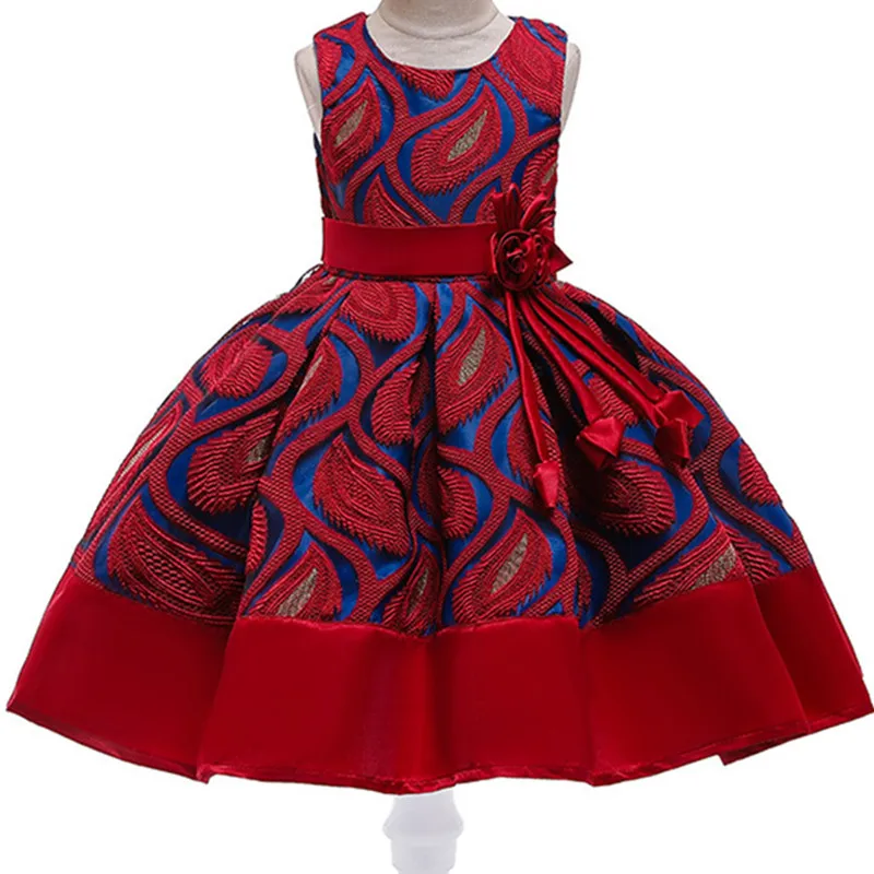 Можно носить на все сезоны детское платье принцессы с цветами, жаккардовое платье без рукавов для детей от 2 до 10 лет