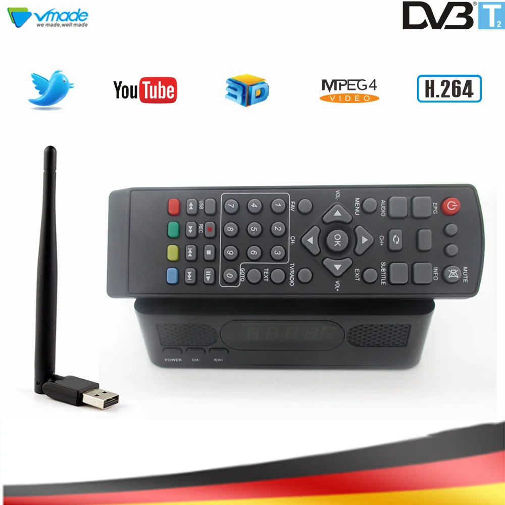 ТВ тюнер Vmade DVB T2 + USB Wi Fi комбинированный HD цифровой наземный приемник Поддержка