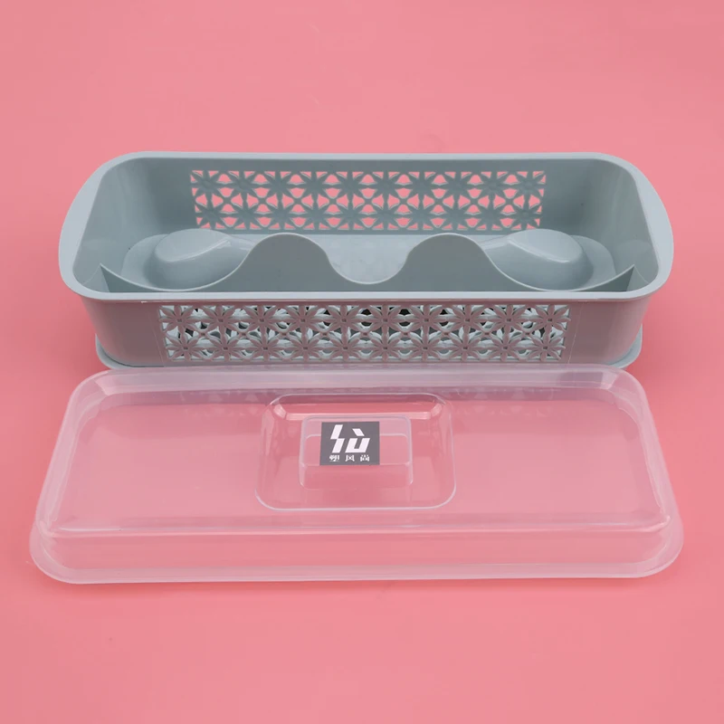 Clear Plastic Chopsticks Containers With Cover Kitchen Drain Chopsticks Storage Tube Household Tableware Dustproof Storage Box - Цвет: blue