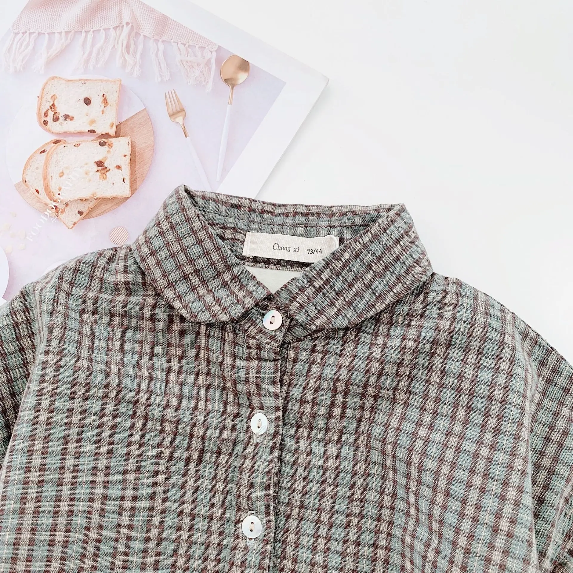 Клетчатые топы для маленьких девочек; блузка с длинными рукавами; рубашки для маленьких девочек; осенне-зимняя одежда; Детские рубашки из плотного бархата