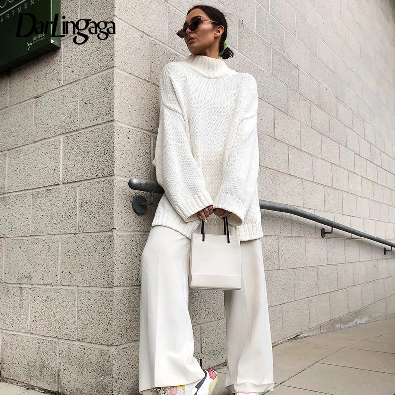 

Darlingaga Casual Loose Turtleneck Sweater Women Tops Autumn Winter Fashion Women's Sweater Knitted Pullover Pull Femme Sweaters