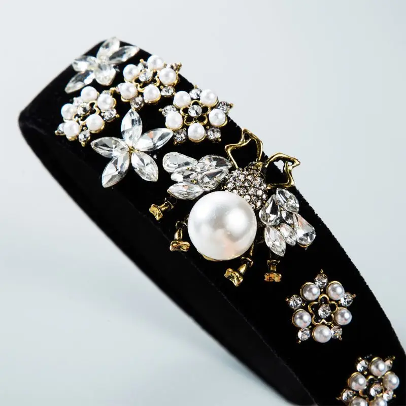 Женская повязка на голову в стиле ретро; стразы в стиле барокко с широкой боковой головкой; 95AB