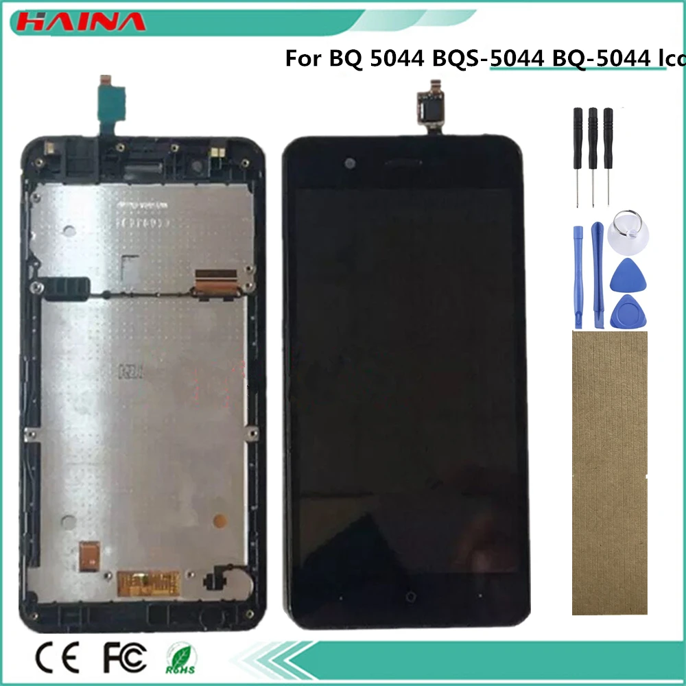 

Tape Mobile Phone Frame+ Lcd+Touch Assembly For BQ BQ-5044 BQS-5044 BQ 5044 BQS 5044 Stricke LTE Lcd Display Screen Digitizer