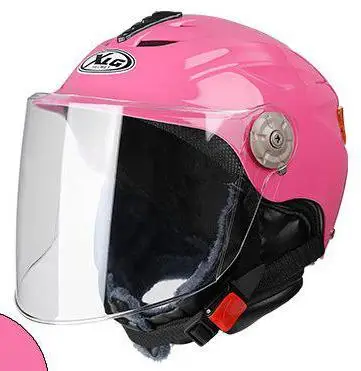 BAFIRE Electric Motorcycle Helmet Half Face ABS Motorbike Helmet Safety Double Lens Helmet Moto Casque for Women/Men Casco Moto - Цвет: Розовый