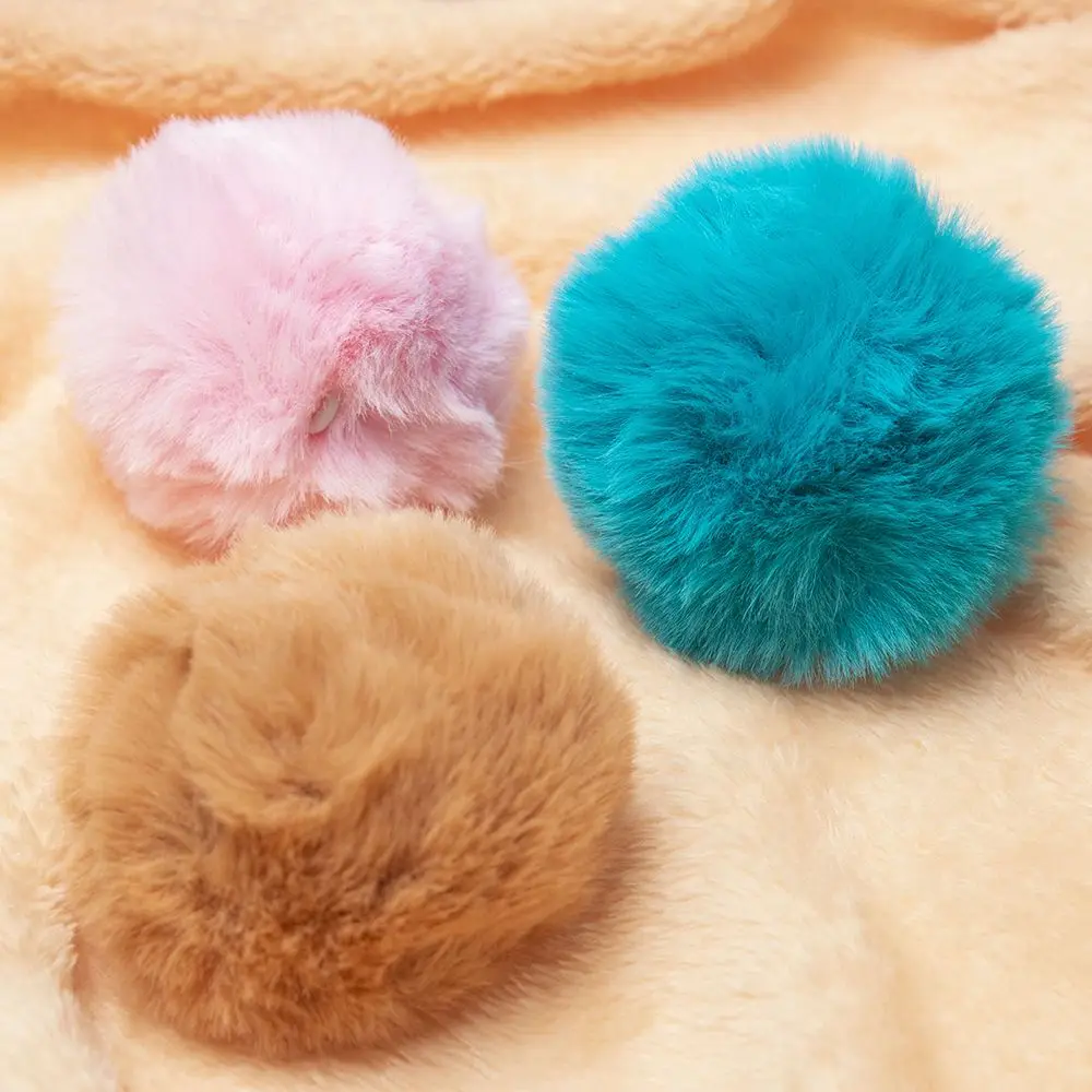 

2 Pcs Lovely Soft Faux Rabbit Fur Pompoms Knitting DIY Fluffy Plush Ball Hat Key Chains Garment Accessories Fashion Funny Tools