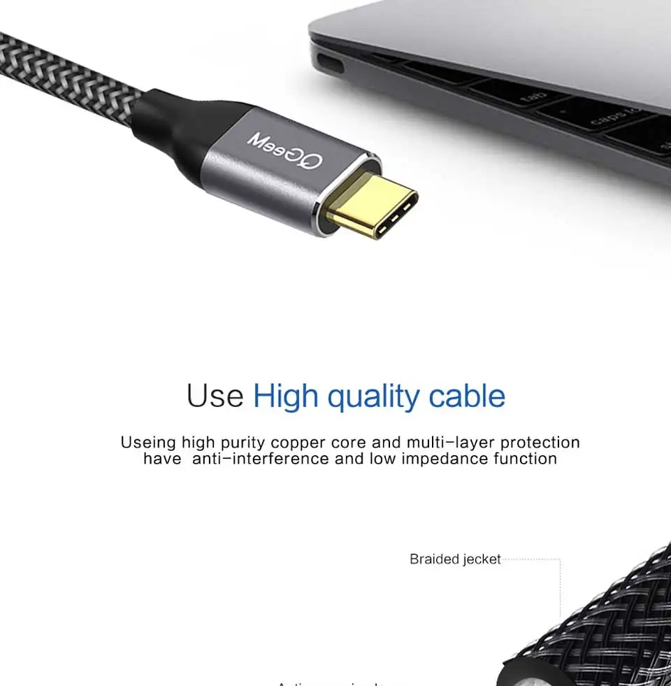 QGeeM USB C to HDMI Cable 4K Type C HDMI Thunderbolt3 Converter for MacBook Huawei Mate 30 USB-C HDMI Adapter USB Type C to HDMI