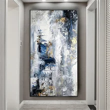 Abstract home wall decor artwork 100%Hand painted golden oil painting on canvas pictures wall art for living room decor Art gift