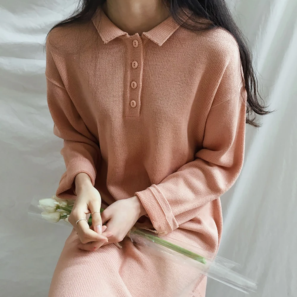 Sweater Fashion Korean Style Solid Long Acrylic Fibers Women Dress