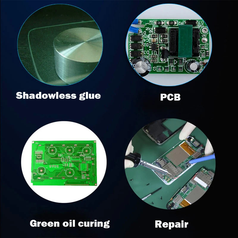 405nm UV Lamp Ultraviolet Led Curing Light 365nm 395nm Adjustable Epoxy Glue Green Oil Resin Screen Circuit board Solder Repair