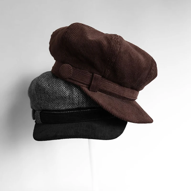 Casquette осень-зима новые мужские шапки newsboy дикая пара береты Женские Ретро британская литературная восьмиугольная шапка BLM45