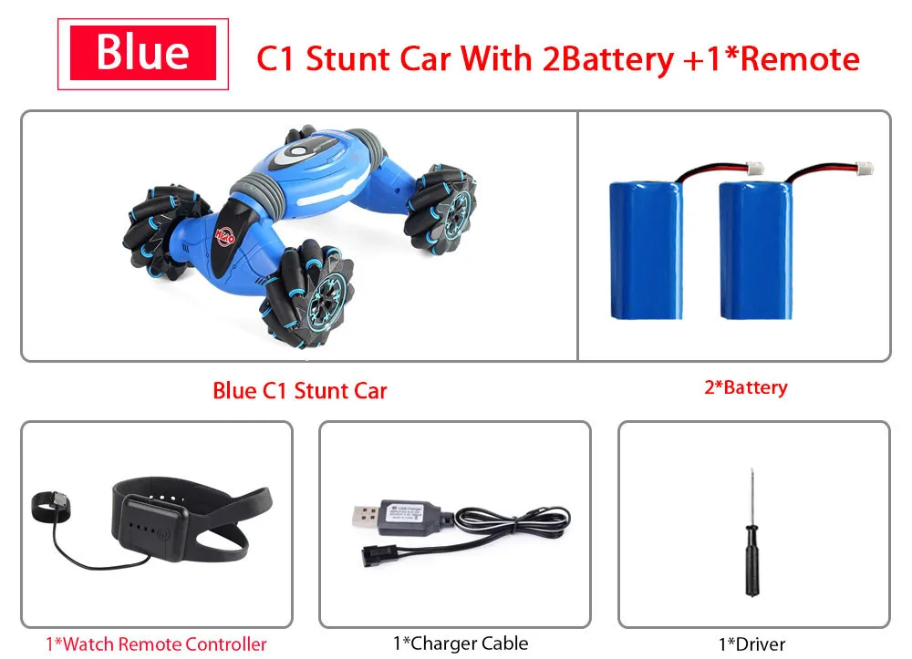 BLUE 1Remote 2B Пульт дистанционного управления трюк автомобиль жесты индукции скручивание внедорожника светильник музыка дрейф Танцующая сторона RC игрушка подарок для детей - Цвет: BLUE 1Remote 2B