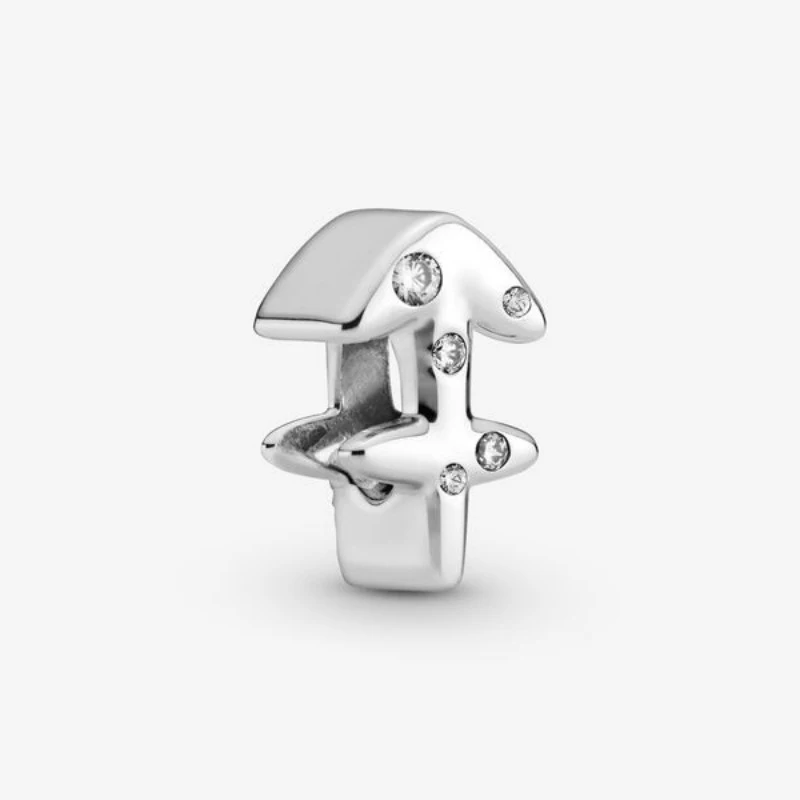Оптовая продажа блестящие бусины из серебра 925 пробы Зодиак СТРЕЛЕЦ с фианитами