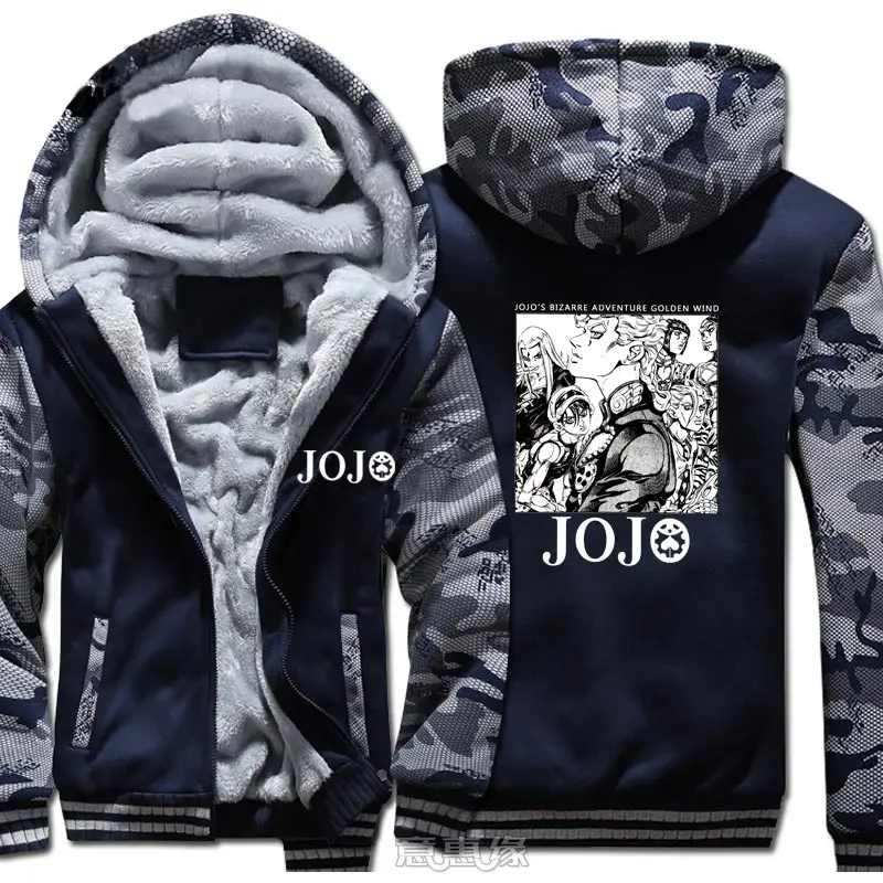 Новые зимние теплые JOJO невероятное приключение Золотой ветровки Bruno Bucciarati пальто с капюшоном на молнии, теплые кофты унисекс куртка толстовка