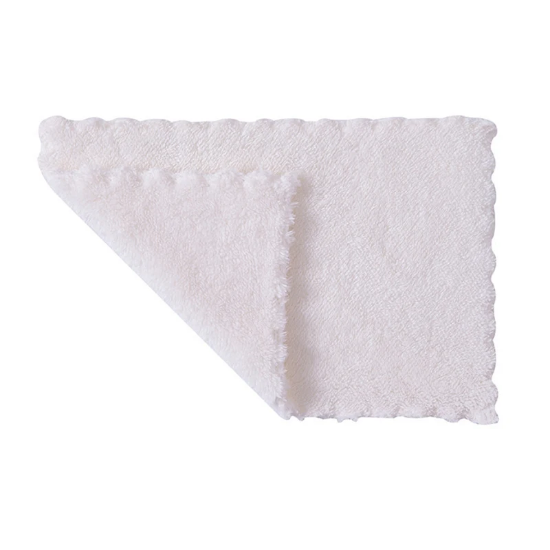 White Household Kitchen Dishwashing Cloth No Lint Non-stick Oil High Quality Rag Plain Coral Velvet Rag Wet And Dry Multi-purpose - Цвет: White