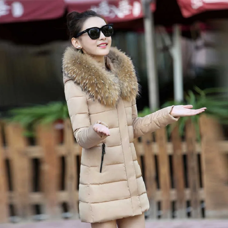 Модная зимняя женская куртка, новинка abrigos mujer invierno, большие размеры, зимнее пальто для женщин, большой меховой воротник, толстый хлопок