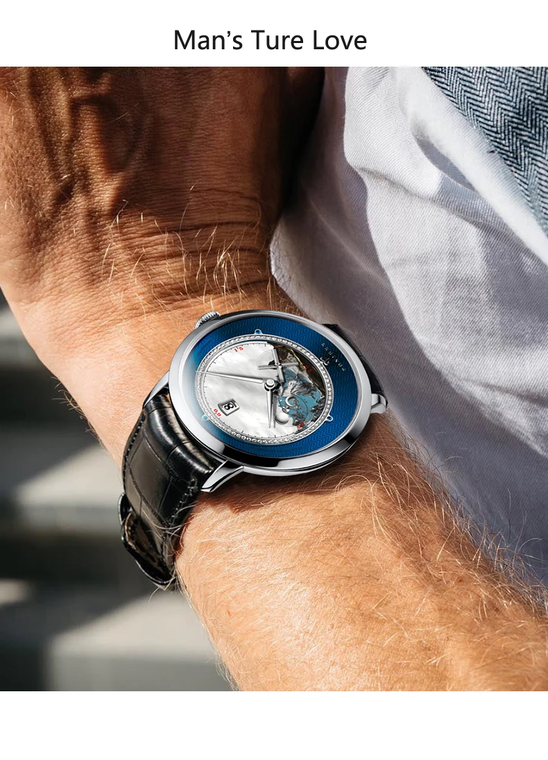 Швейцарский Топ люксовый бренд PONIGER мужские часы Япония Импорт Автоматические Механические MOVT наручные часы пейзаж циферблат сапфир P723-1