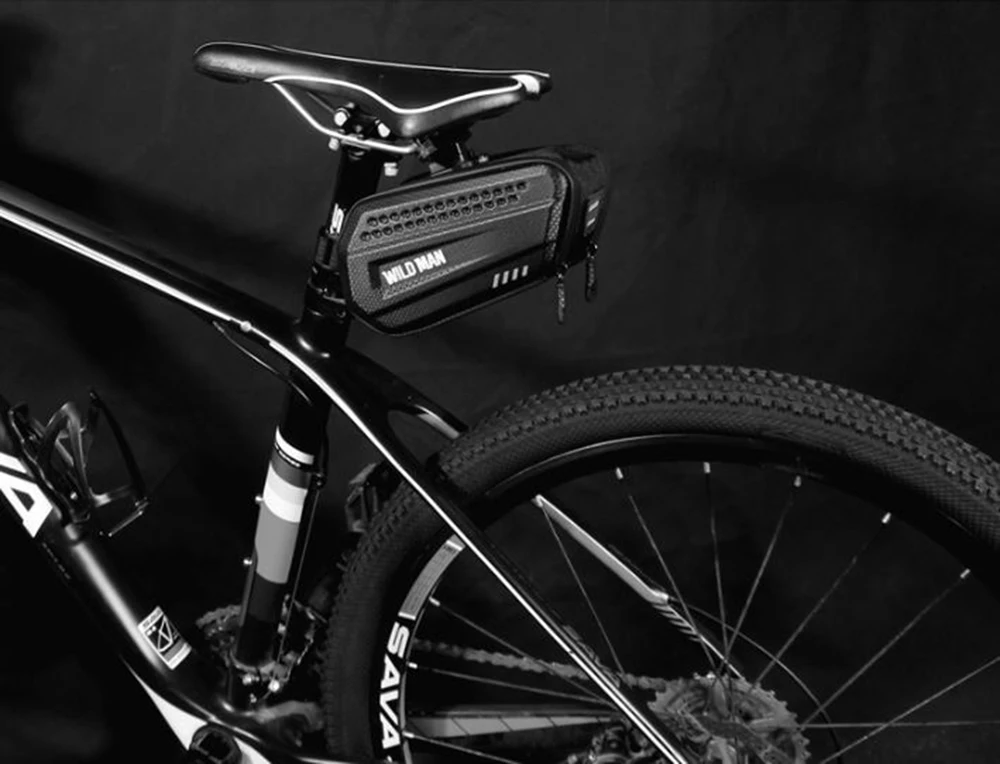 WILD MAN 1.2L Rainproof Hard Shell Bike Saddle Bag Under Seat For Road Mountain Bicycle Cycling Bicycle Seat Pack Bike Rack