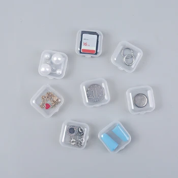 

Boxes Square Pill Jewelry Earplug Earring Protection Box Home Organization Mini Portable Plastic Transparent Storage 100Pcs/pack