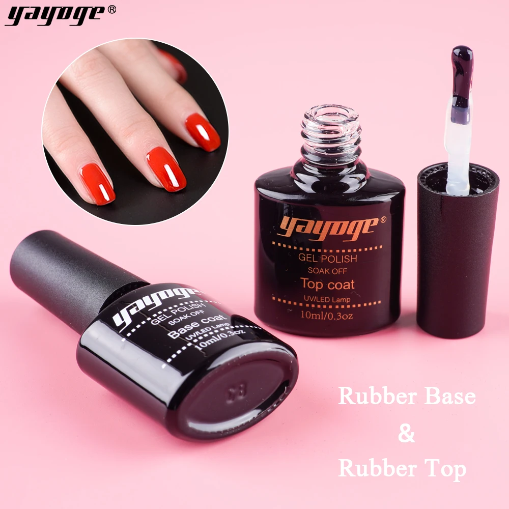 

Yayoge 10ML Rubber Base Top UV Gel Nail Polish Primer TOP Coat Semi Permanent Rubber Base TOP Soak Off Gel Varnish Lacquer