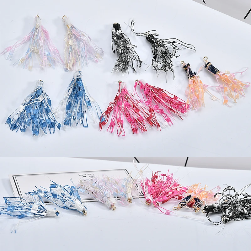 Серьги сделай сам серьги девушки Молодежные смешанные цвета шелковые ленты