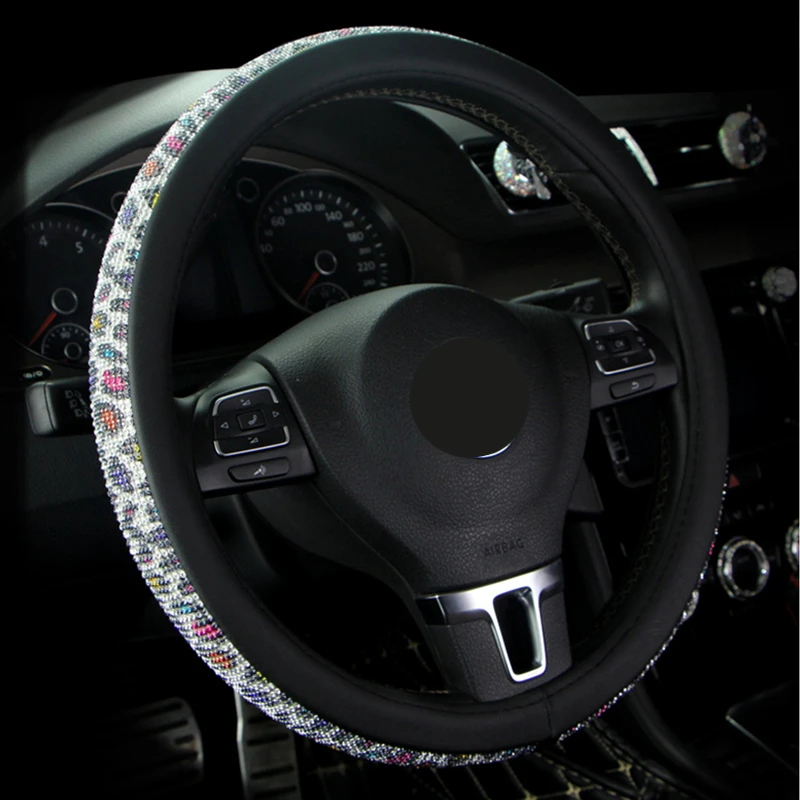 Алмазный RainbowSteering колесо крышка Ladycrystal Стразы для девочек Автомобильное рулевое колесо чехол леопардовой расцветки для Для женщин авто аксессуары - Название цвета: style5