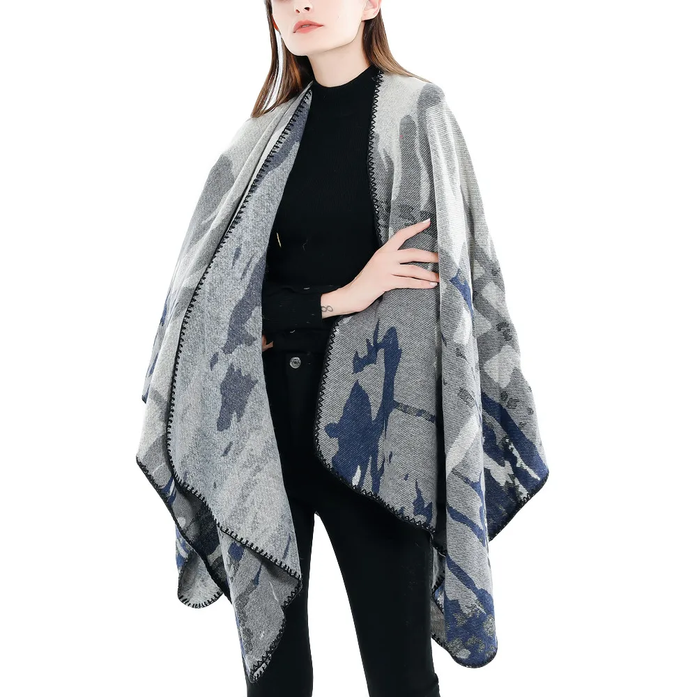 

2019 Fashion Women Blanket Flowers Camouflage Pattern Coat Wrap Cozy Shawl Poncho Scarf Wrap Shawl Winter Women's Long Shawl
