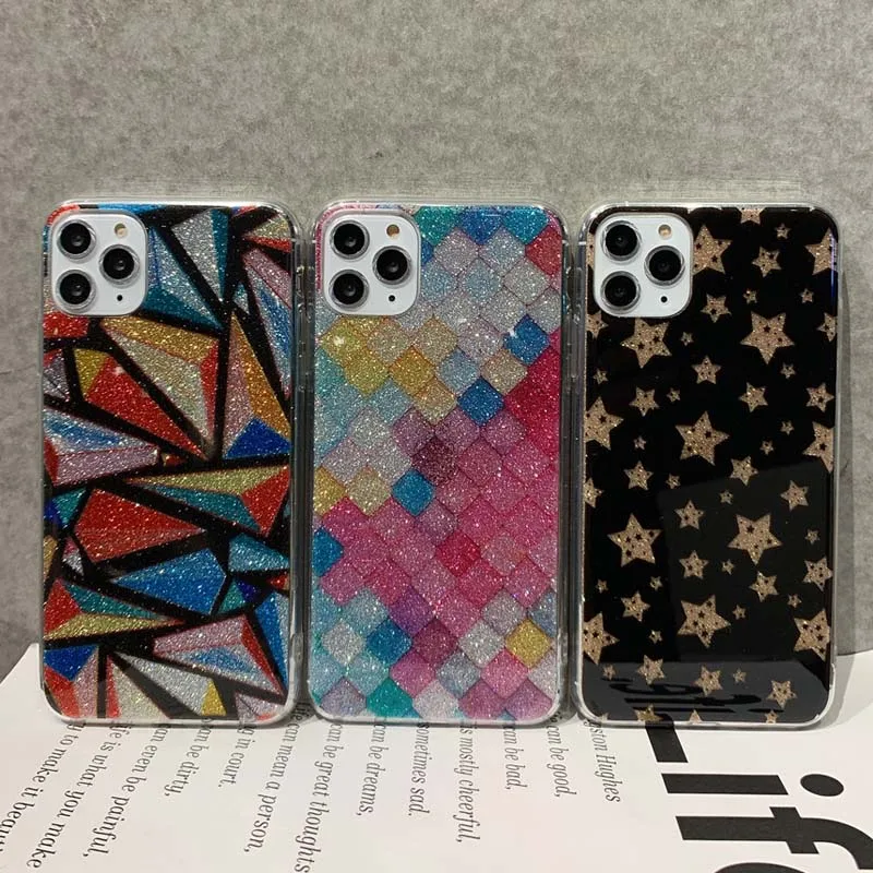 USLION геометрический блеск Bling Star чехол для телефона для iPhone 11 Pro Max X XS XR Xs Max Жесткий PC задняя крышка для iPhone 6 6s 7 8 Plus