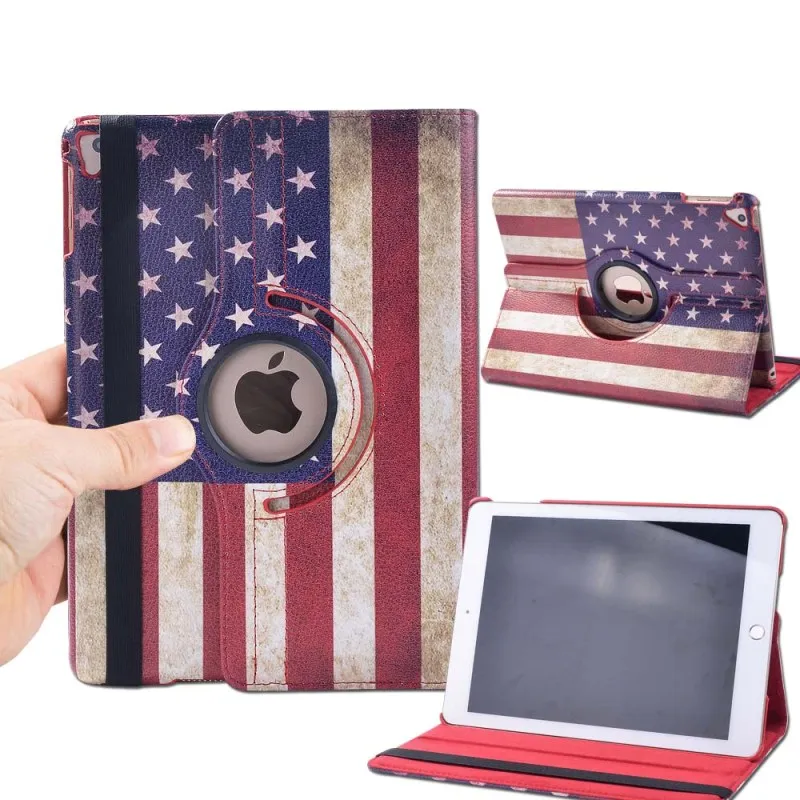 Aamerican flag KK& LL для iPad 5th Gen 6-го поколения 9,7 дюймов-планшет вращающийся на 360 ° с автоматическим пробуждением сна Кожаный чехол-подставка - Цвет: Aamerican flag