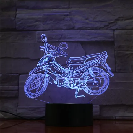 Крутой Мотоцикл 3D лампа ночник светильник USB/на батарейках Светодиодный Ночник
