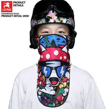 

LECAGE ski mask kids winter face mask Skateboard Mask windproof scarf Warm Bicycle Full Cover 3D Printed Triangle Scarf Riding